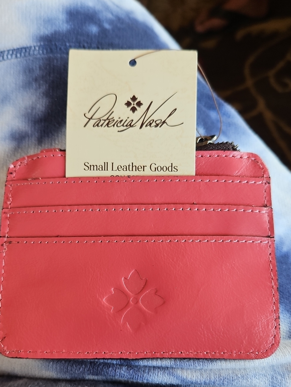 Patricia Nash Petal Pink Cassis Leather Card Wallet - Picture 2 of 7